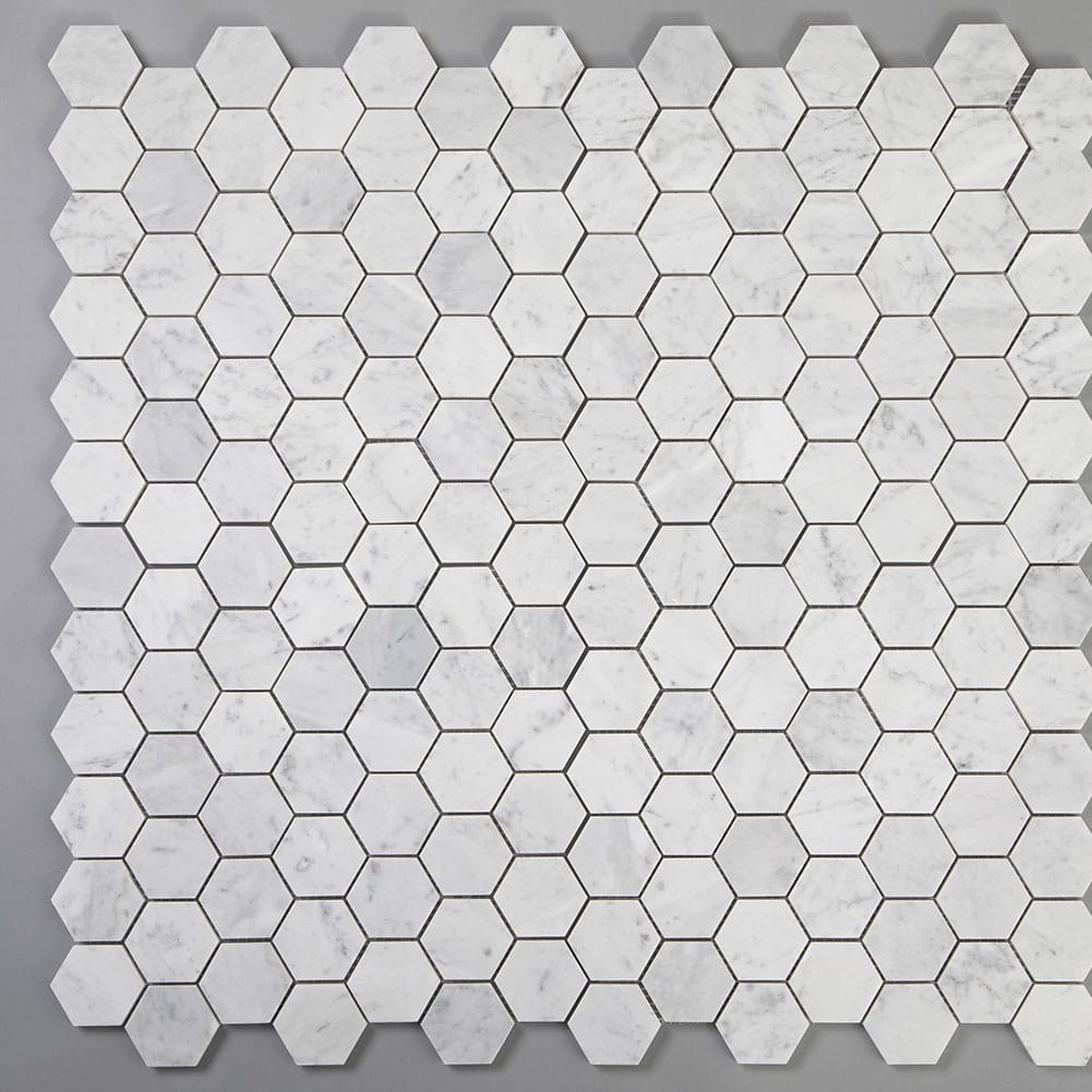 Bianco White Carrara Marble 2 Inch Hexagon Mosaic Tile Honed (5-Pack)