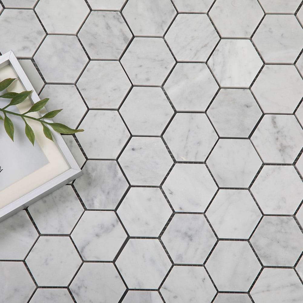 Bianco White Carrara Marble 2 Inch Hexagon Mosaic Tile Honed (5-Pack)