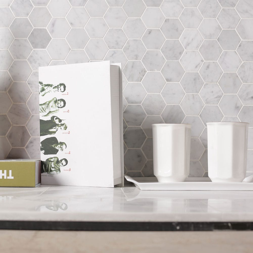 Bianco White Carrara Marble 2 Inch Hexagon Mosaic Tile Polished (5-Pack)