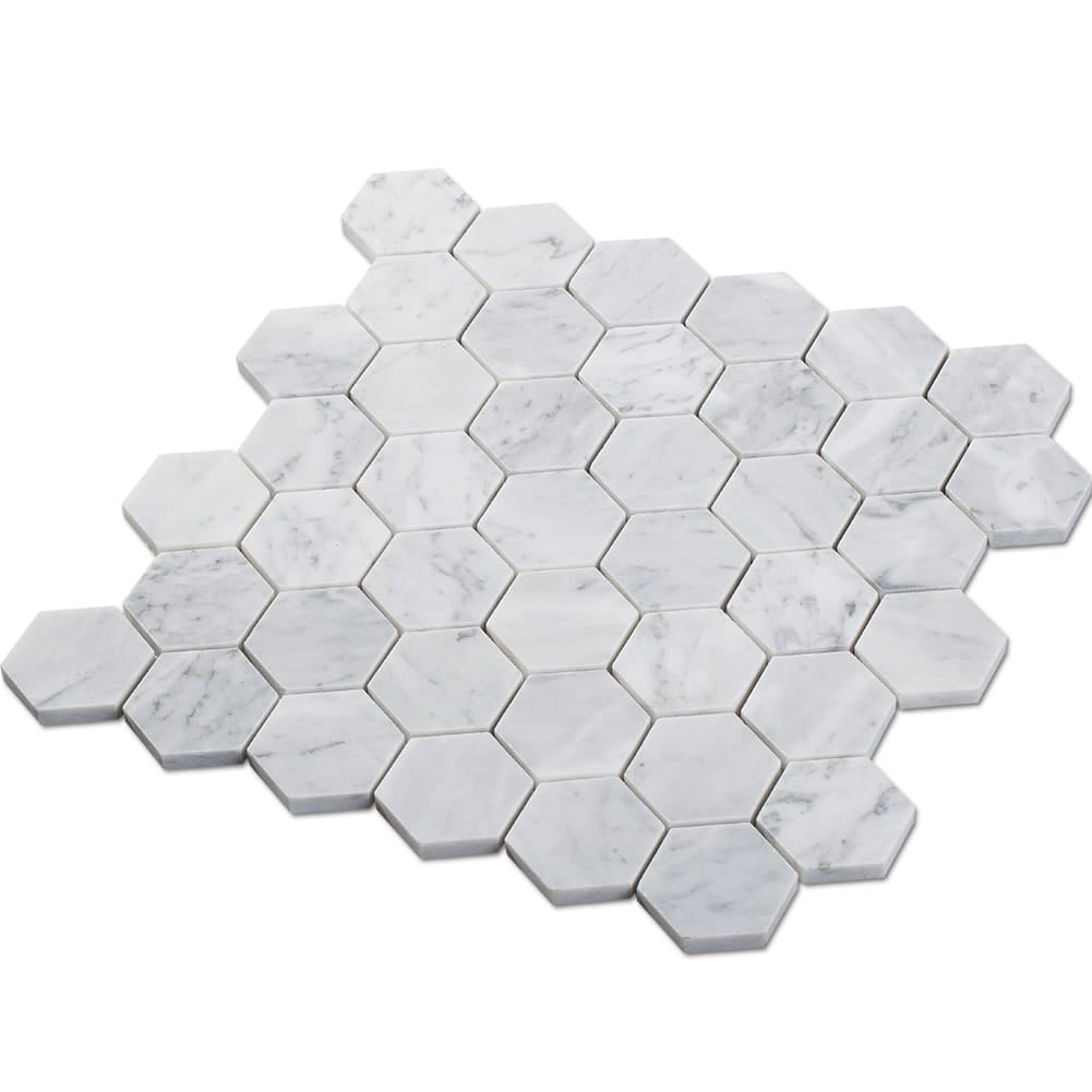 Bianco White Carrara Marble 2 Inch Hexagon Mosaic Tile Polished (5-Pack)