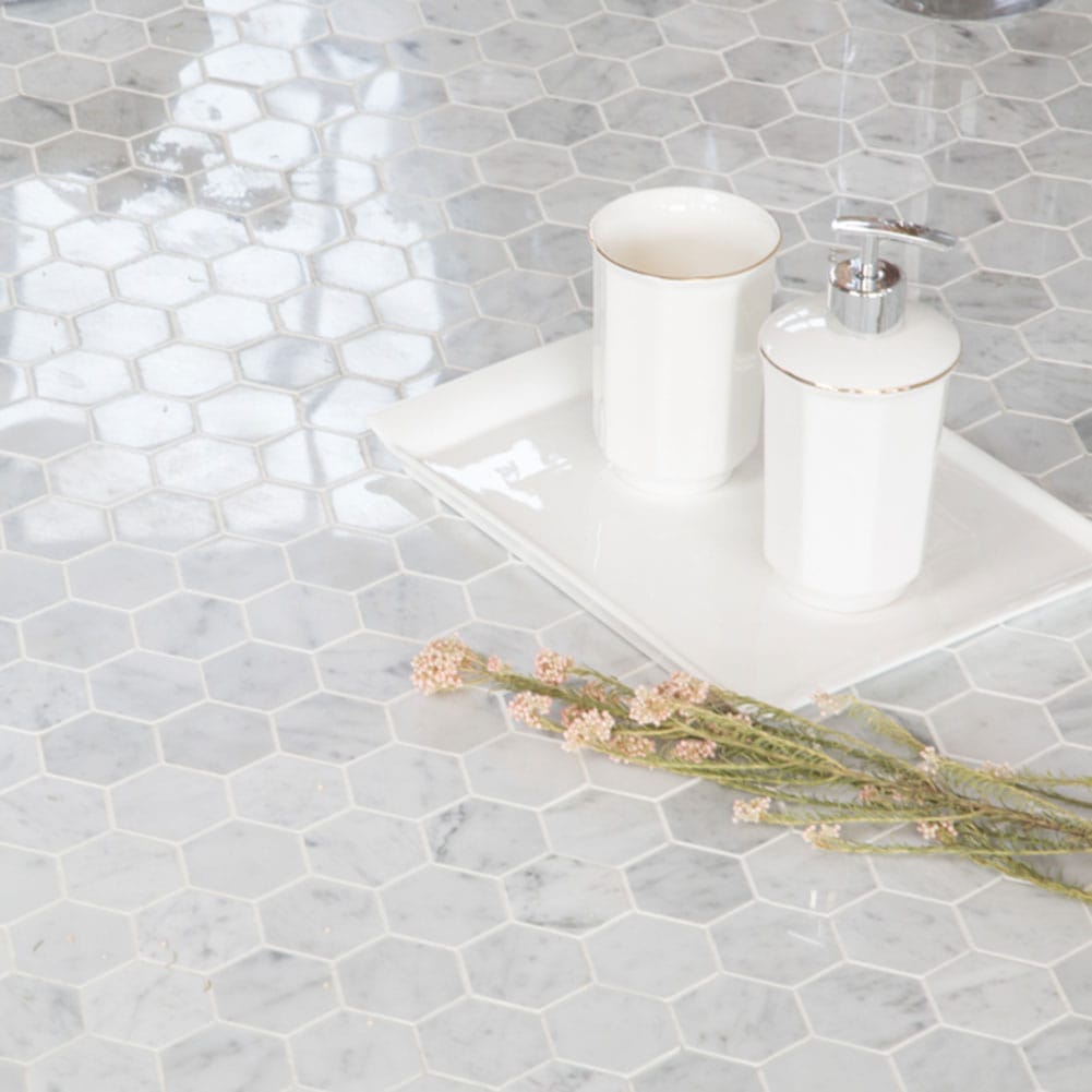 Bianco White Carrara Marble 2 Inch Hexagon Mosaic Tile Polished (5-Pack)