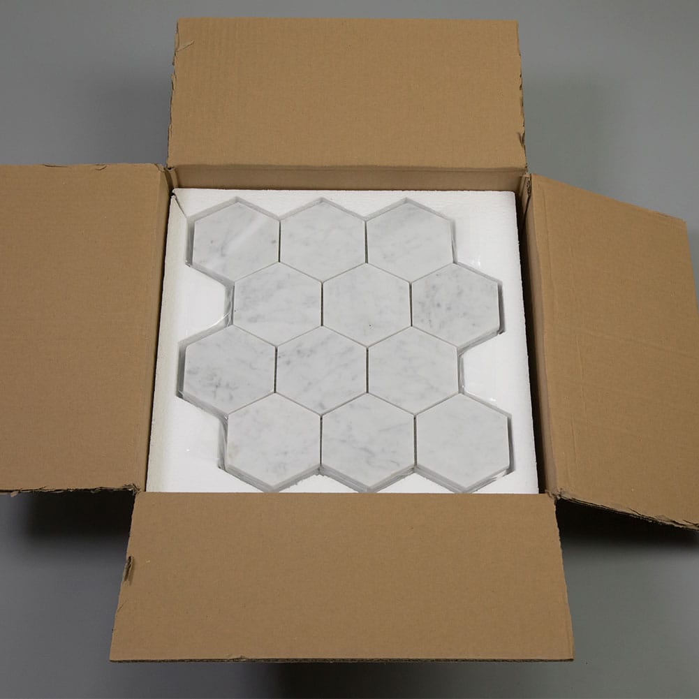 Bianco White Carrara Marble 4 Inch Hexagon Mosaic Tile Honed (5-Pack)