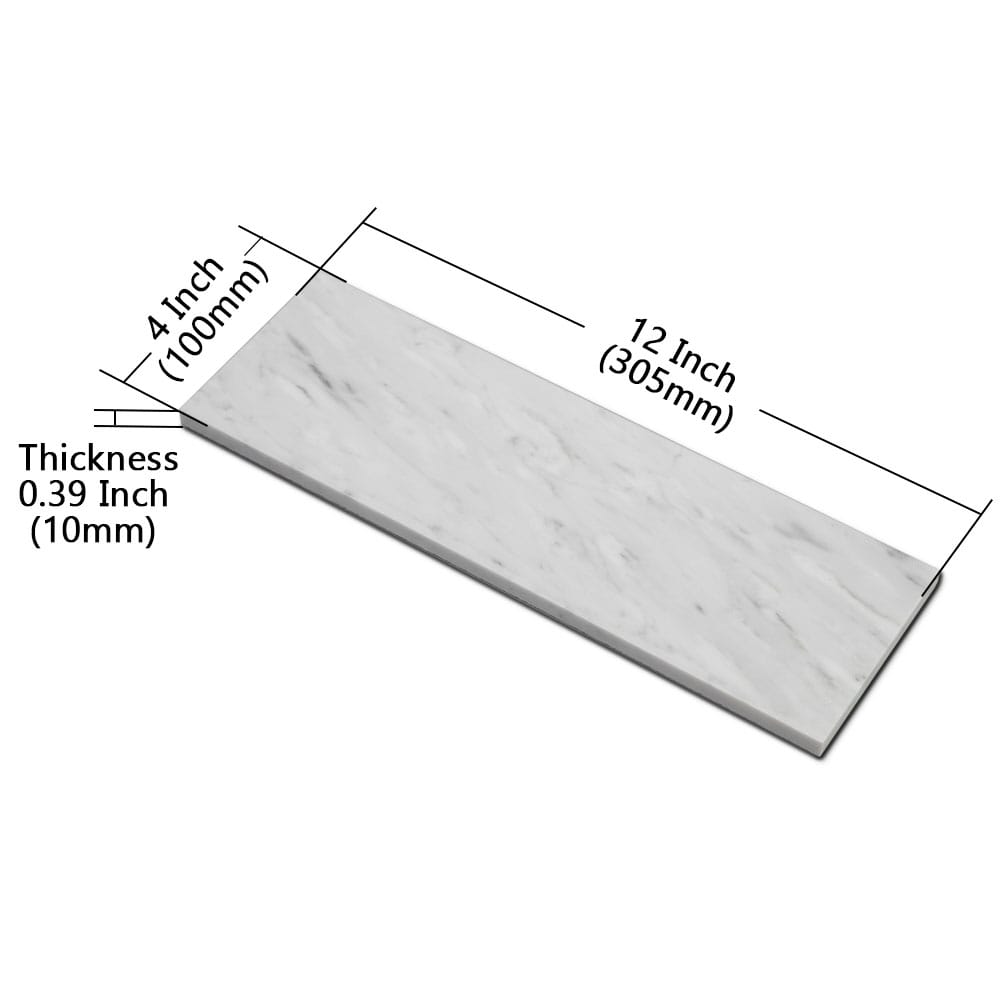 Bianco White Carrara Marble 4 x 12 Field Tile Honed (15-Pack)