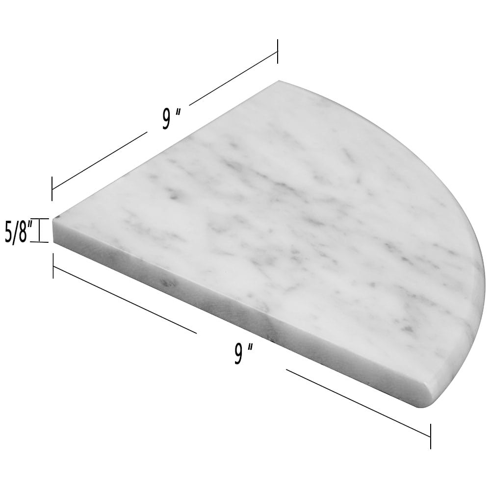 Bianco White Carrara Marble Corner Shelf Polished Round Edge (1-Pack)