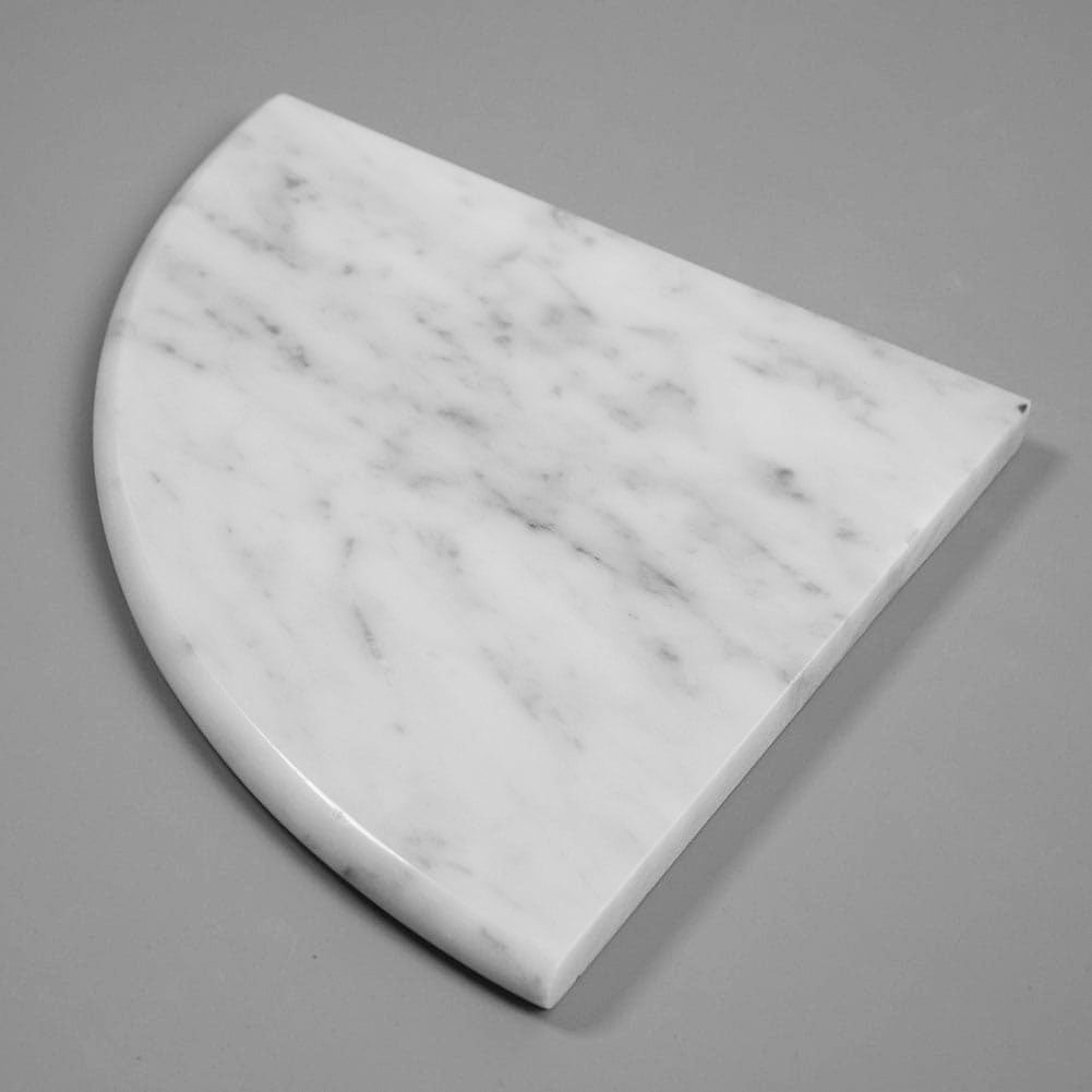 Bianco White Carrara Marble Corner Shelf Polished Round Edge (1-Pack)
