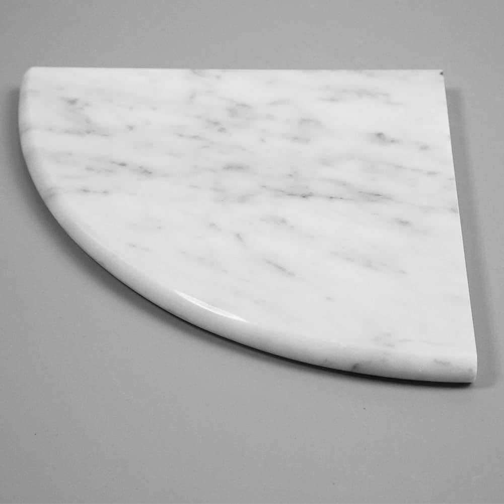 Bianco White Carrara Marble Corner Shelf Polished Round Edge (1-Pack)