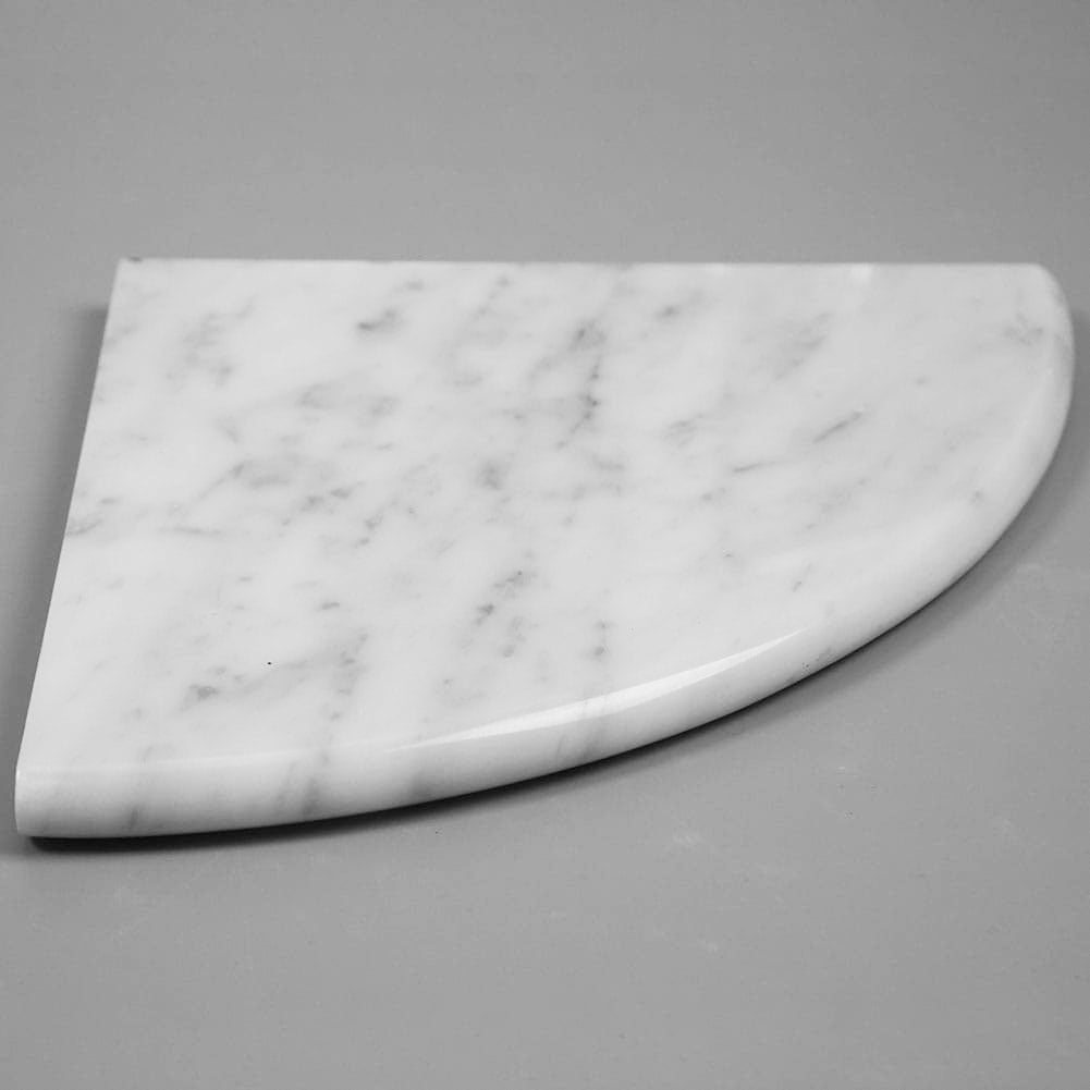 Bianco White Carrara Marble Corner Shelf Polished Round Edge (1-Pack)