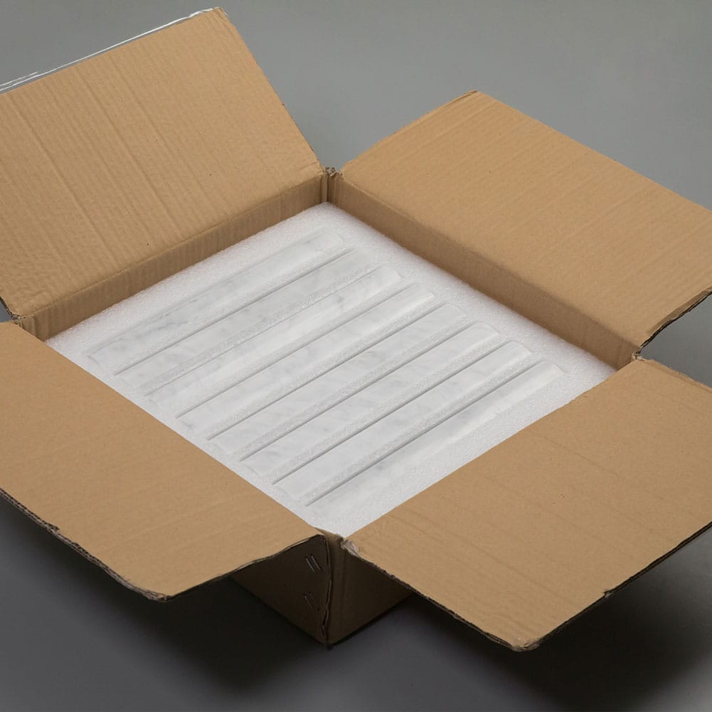 Bianco White Carrara Marble Chair Rail Trim Molding 2 x 12 Inch Polished (8-Pack)