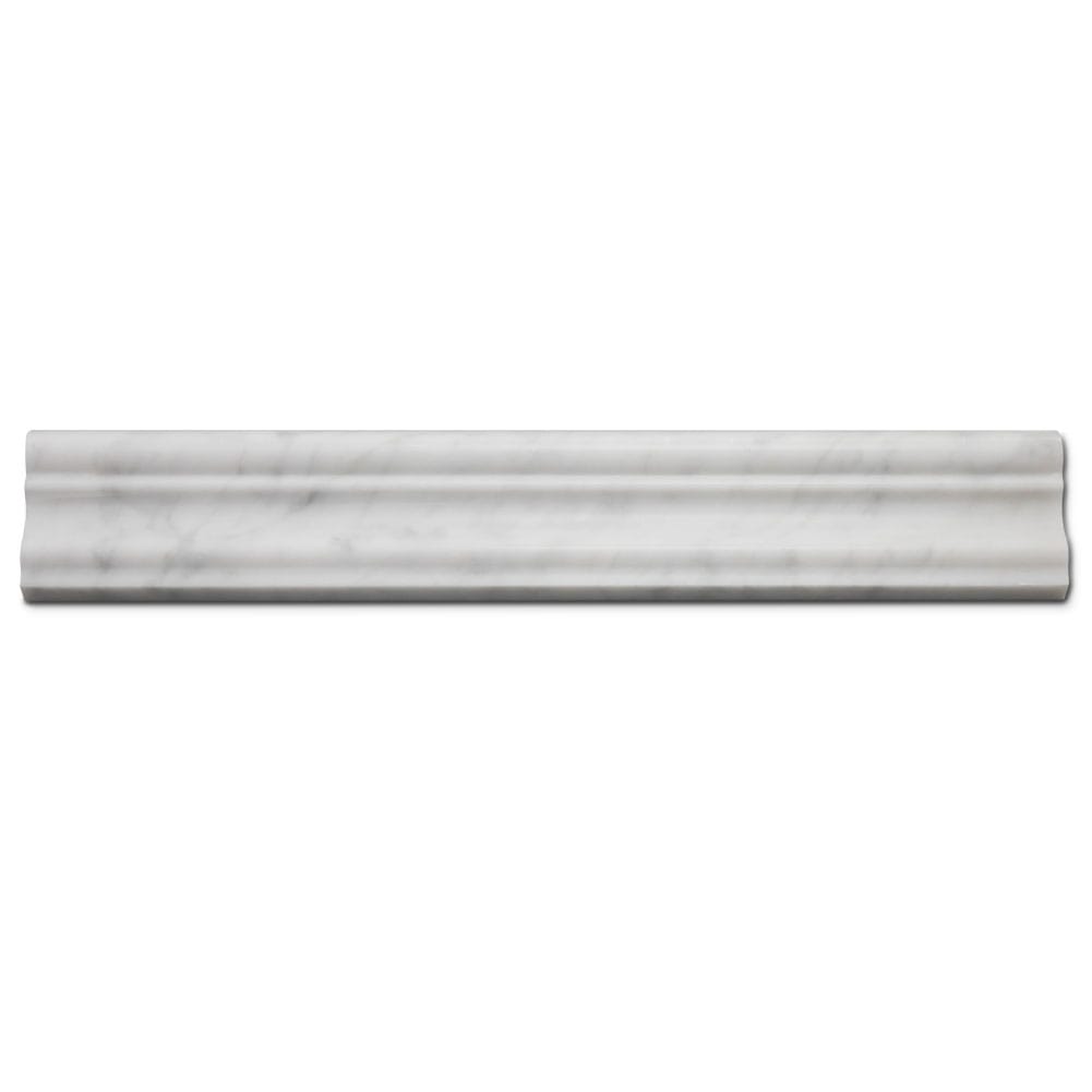Bianco White Carrara Marble Chair Rail Trim Molding 2 x 12 Inch Polished (8-Pack)