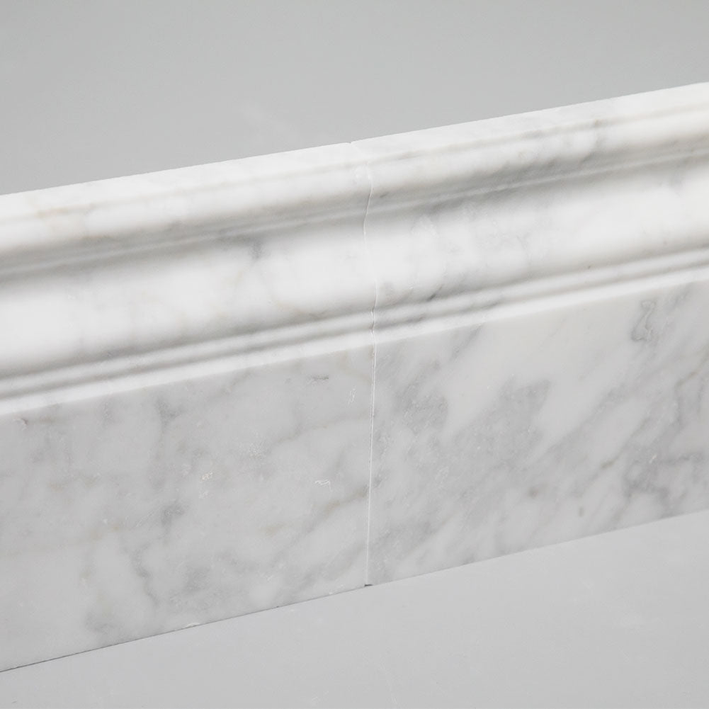 Bianco White Carrara Marble Baseboard Trim Molding Honed (4-Pack)