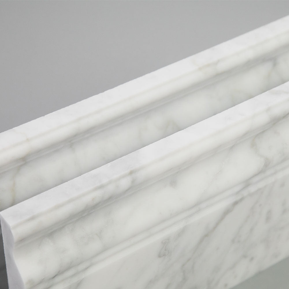Bianco White Carrara Marble Baseboard Trim Molding Honed (4-Pack)