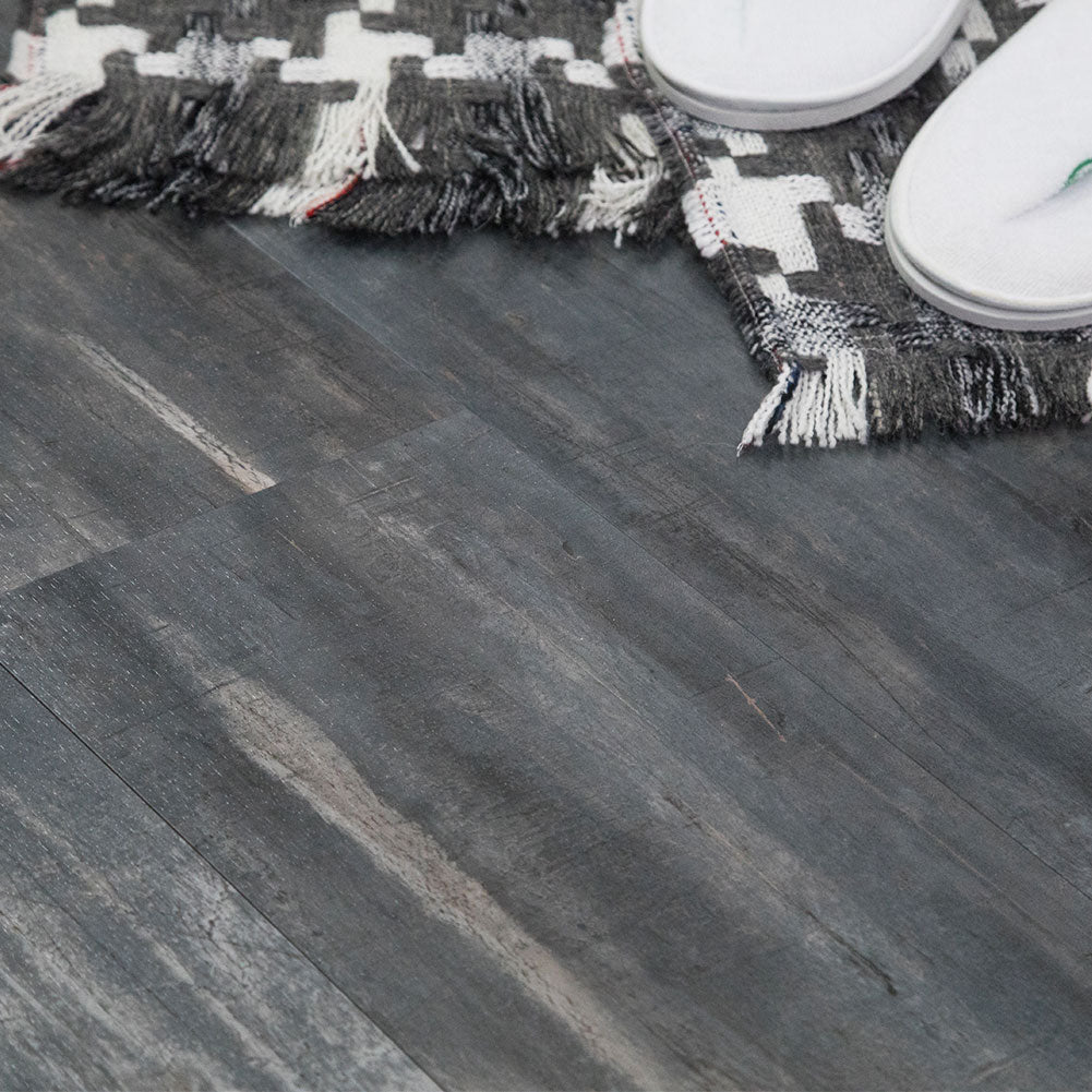 Luxury Vinyl Plank Flooring 48 x 7 Inch Dark Gray (10-Pack, 23.6 sq.ft)