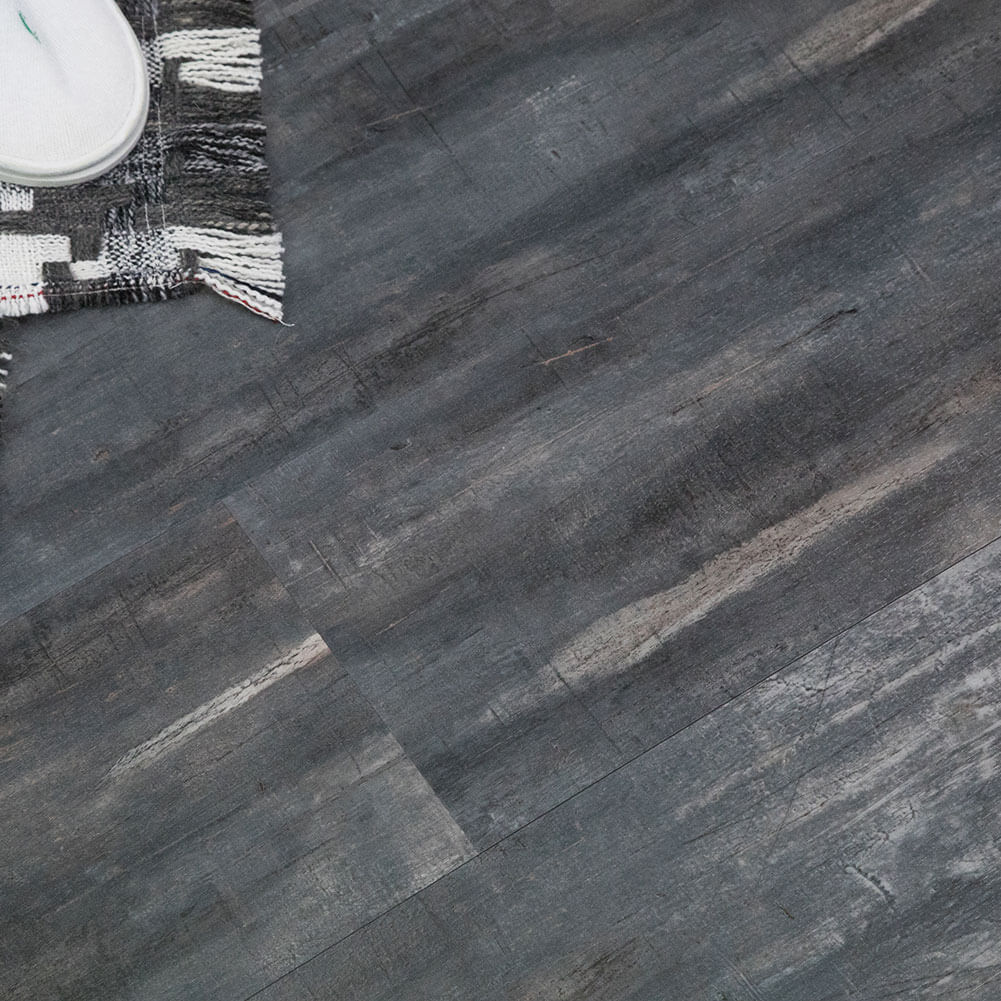 Luxury Vinyl Plank Flooring 48 x 7 Inch Dark Gray (10-Pack, 23.6 sq.ft)