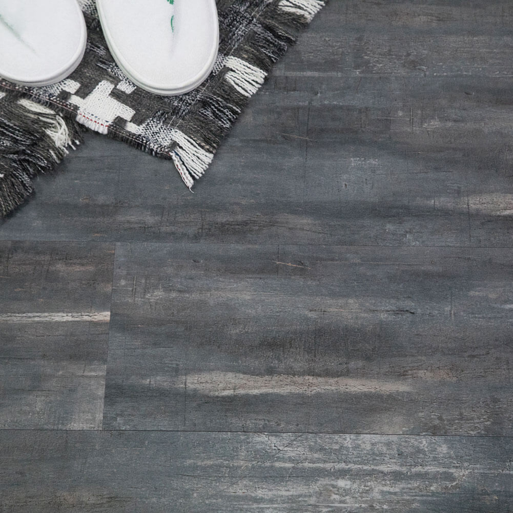 Luxury Vinyl Plank Flooring 48 x 7 Inch Dark Gray (10-Pack, 23.6 sq.ft)