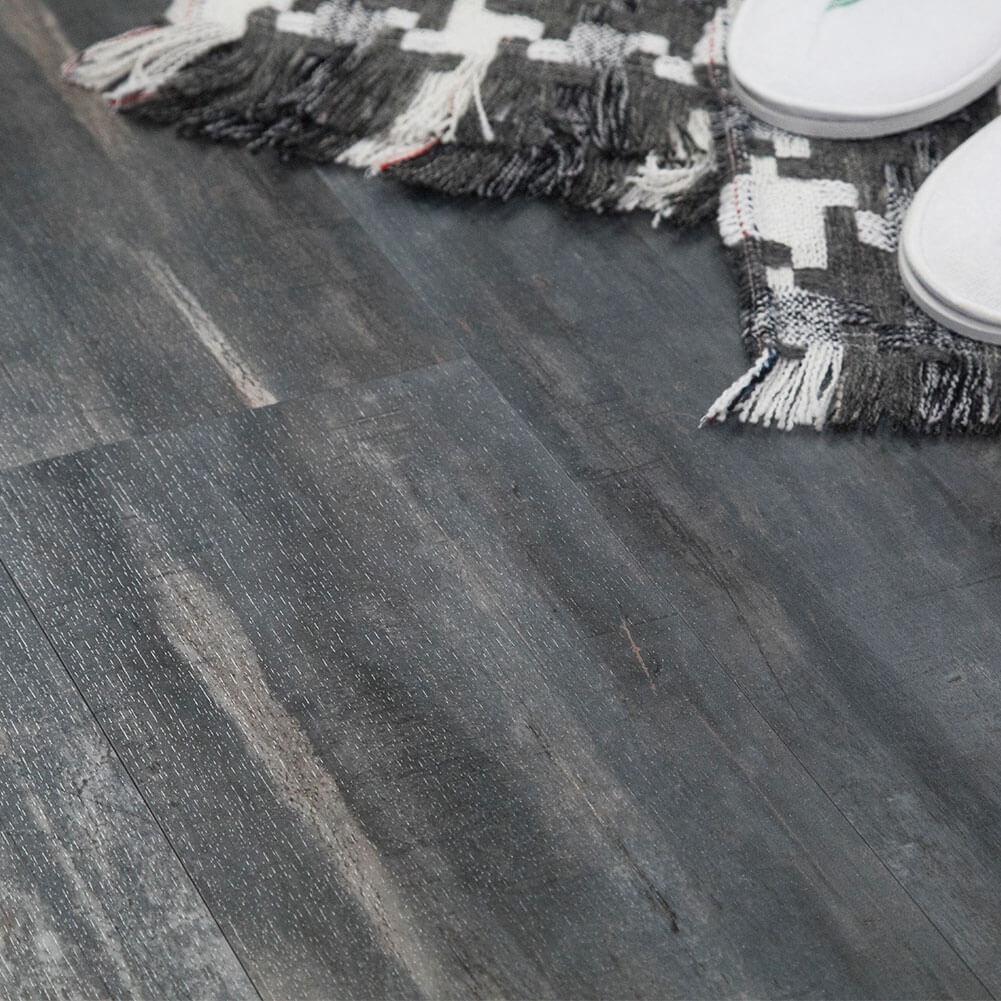 Luxury Vinyl Plank Flooring 48 x 7 Inch Dark Gray (10-Pack, 23.6 sq.ft)