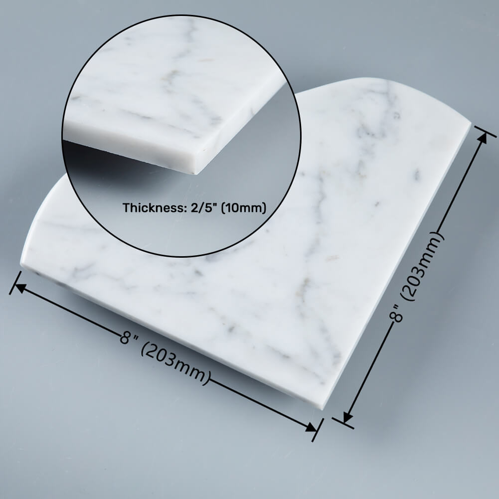 Carrara White Marble Corner Shelf Polished 8" X 8" X 2/5" Pack of 1
