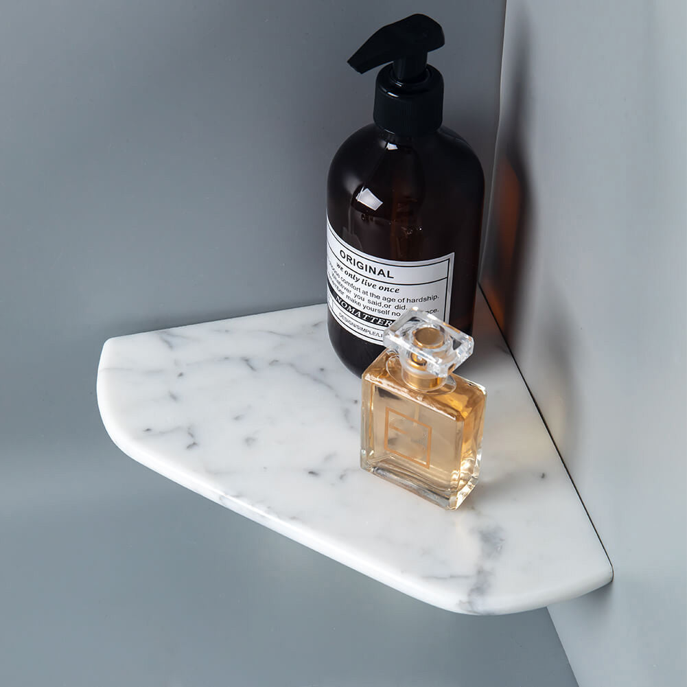 Carrara White Marble Corner Shelf Polished 8" X 8" X 2/5" Pack of 1