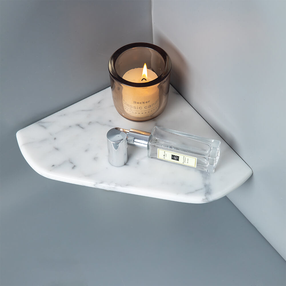 Carrara White Marble Corner Shelf Polished 8" X 8" X 2/5" Pack of 1