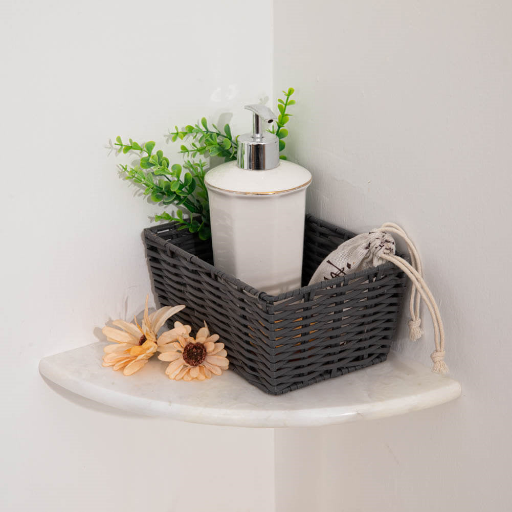 Creamy White Marble Corner Shower Shelf Polished Round Edge Pack of 1