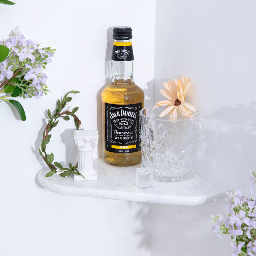 Creamy White Marble Corner Shelf Polished Round Edge Pack of 1