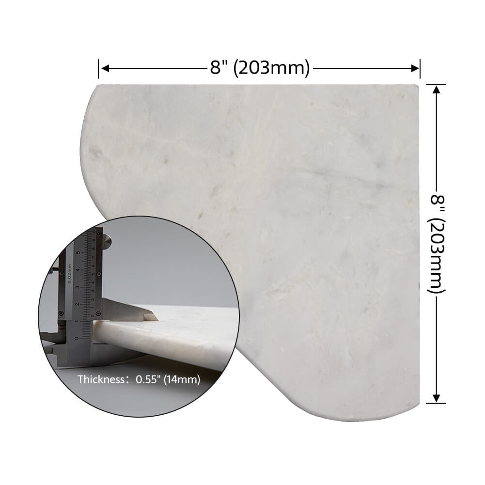 Creamy White Marble Corner Shelf Polished Round Edge Pack of 1