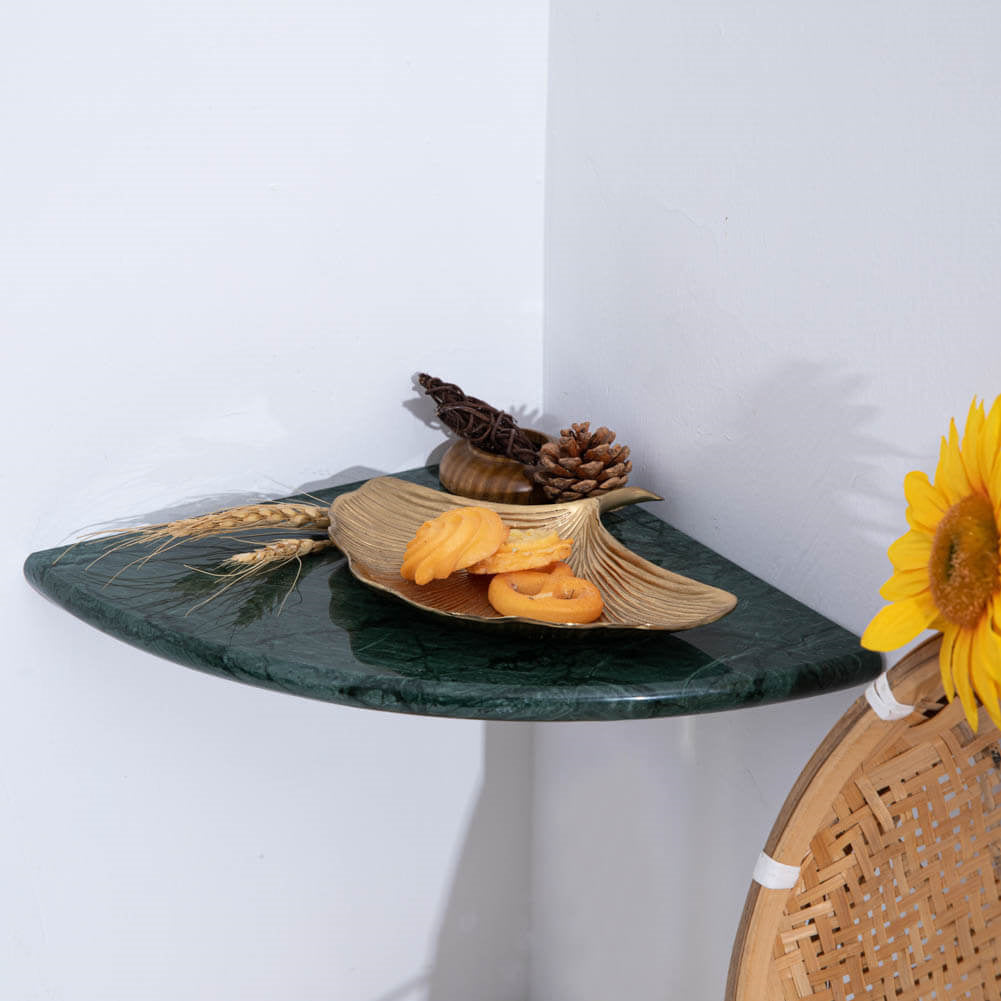 Green Marble Corner Shower Shelf Polished Round Edge Pack of 1