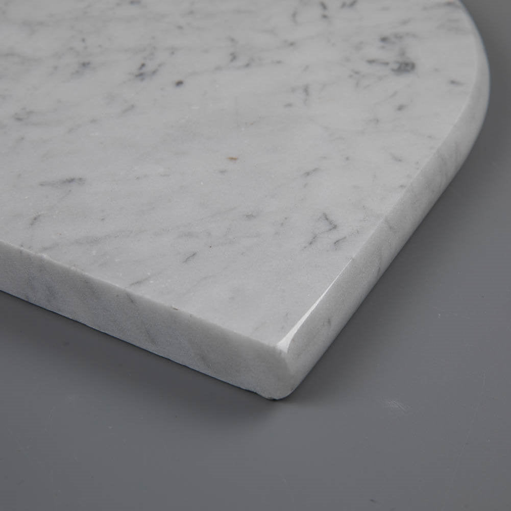 Carrara White Marble Corner Shelf Polished Round Edge Pack of 1