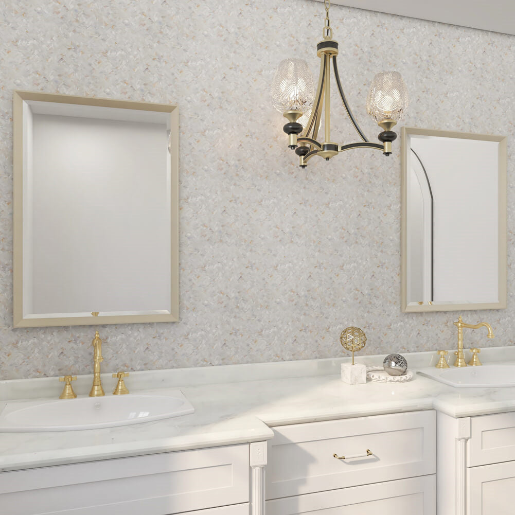 Peel and Stick Shell Backsplash Herringbone Mother of Pearl Mosaic 6-Pack