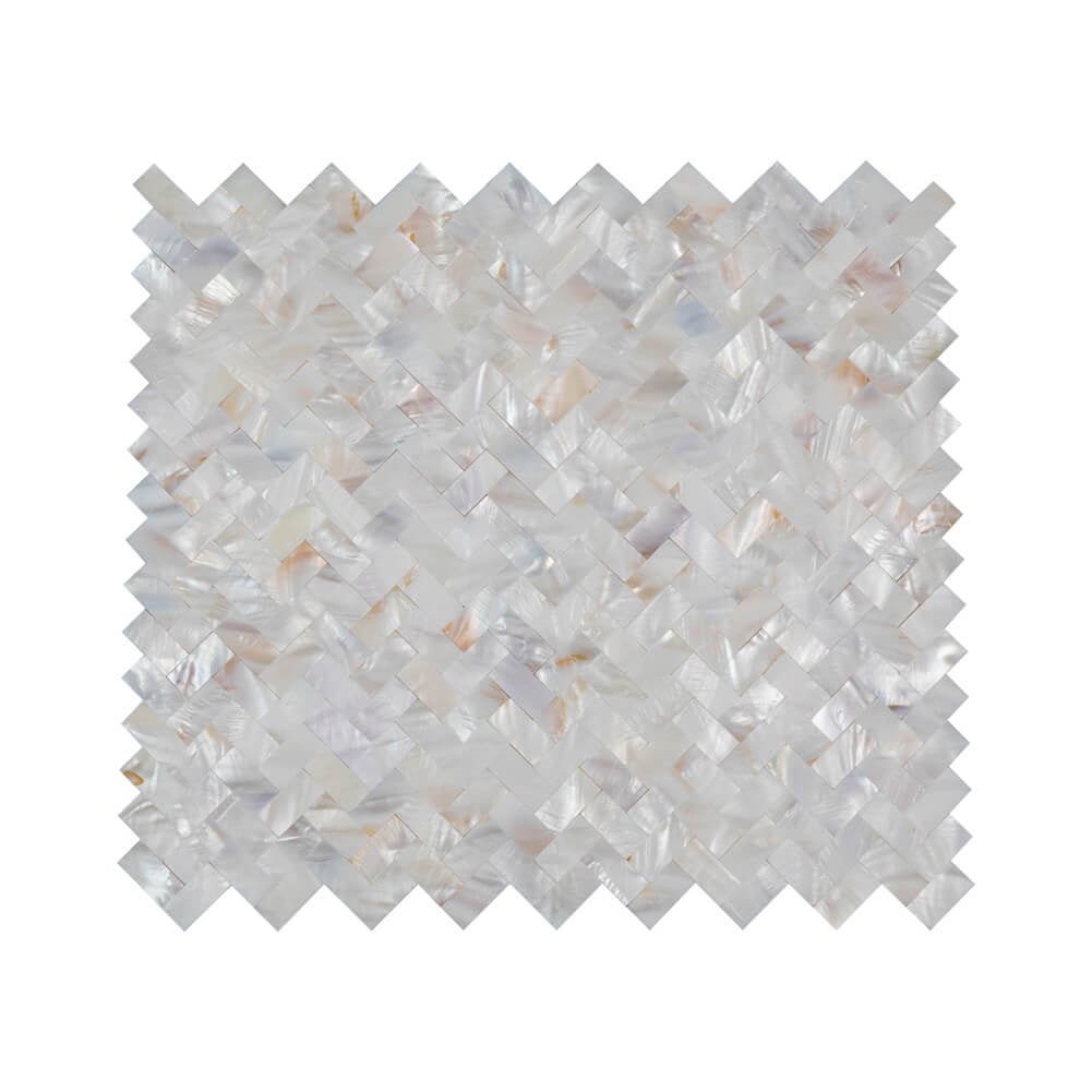 Peel and Stick Shell Backsplash Herringbone Mother of Pearl Mosaic 6-Pack