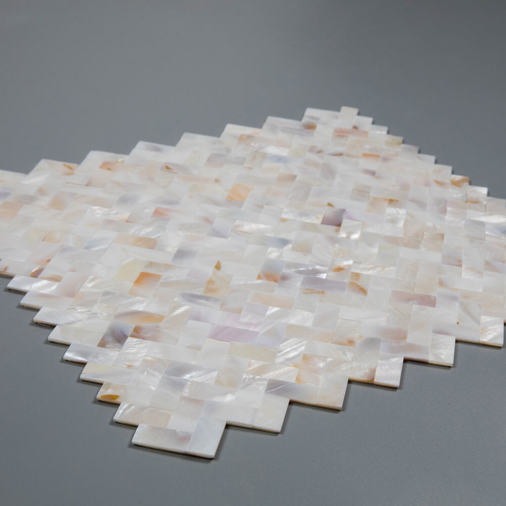 Peel and Stick Shell Backsplash Herringbone Mother of Pearl Mosaic 6-Pack
