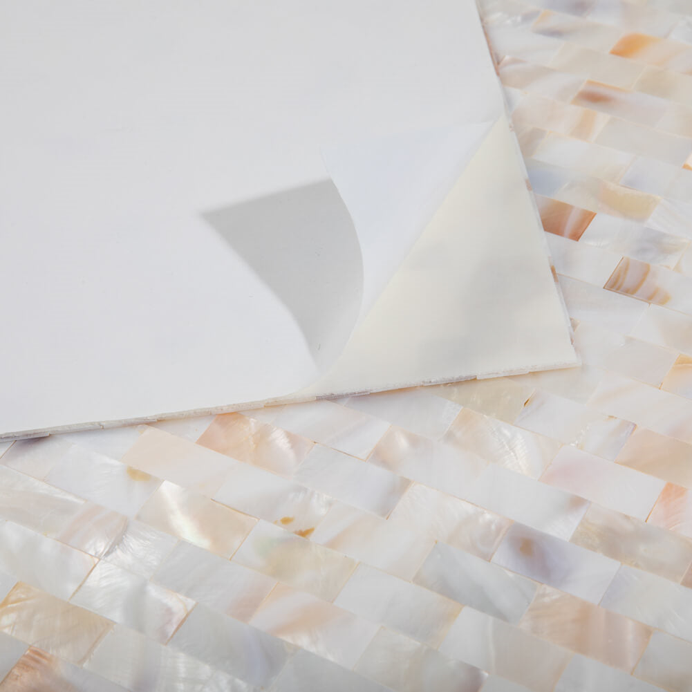 Peel and Stick Shell Backsplash Brick Mother of Pearl Mosaic 6-Pack