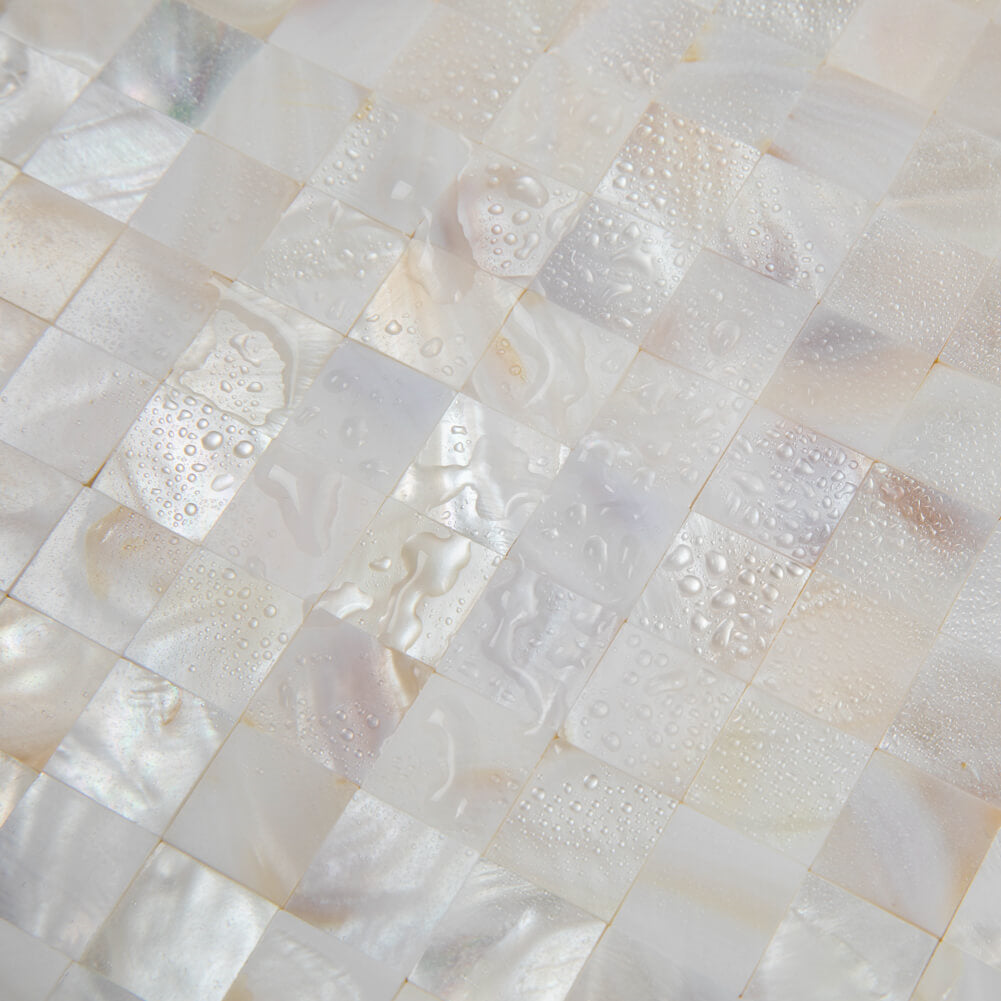 Peel and Stick Shell Backsplash Square Mother of Pearl Mosaic 6-Pack