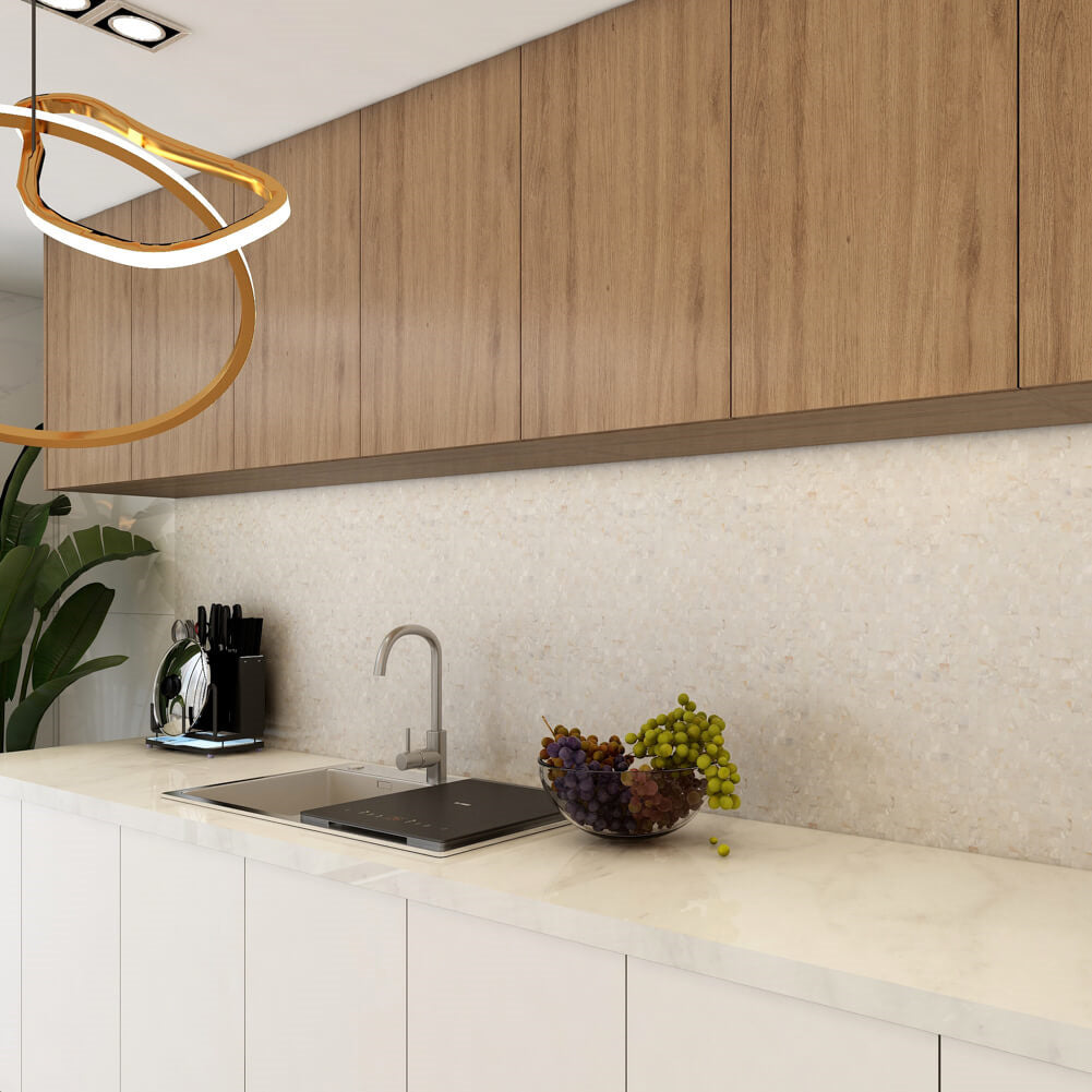 Peel and Stick Shell Backsplash Square Mother of Pearl Mosaic 6-Pack