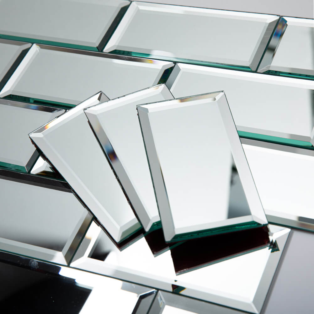 Mirror Glass Subway Tile, Peel and Stick, 3*6 inch, Silver, Beveled Edge, MT1