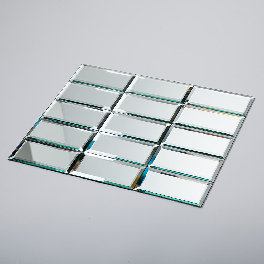 Mirror Glass Subway Tile, Peel and Stick, 3*6 inch, Silver, Beveled Edge, MT1