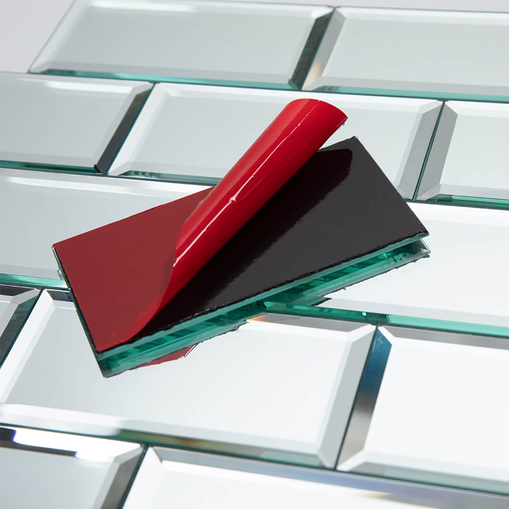 Mirror Glass Subway Tile, Peel and Stick, 3*6 inch, Silver, Beveled Edge, MT1