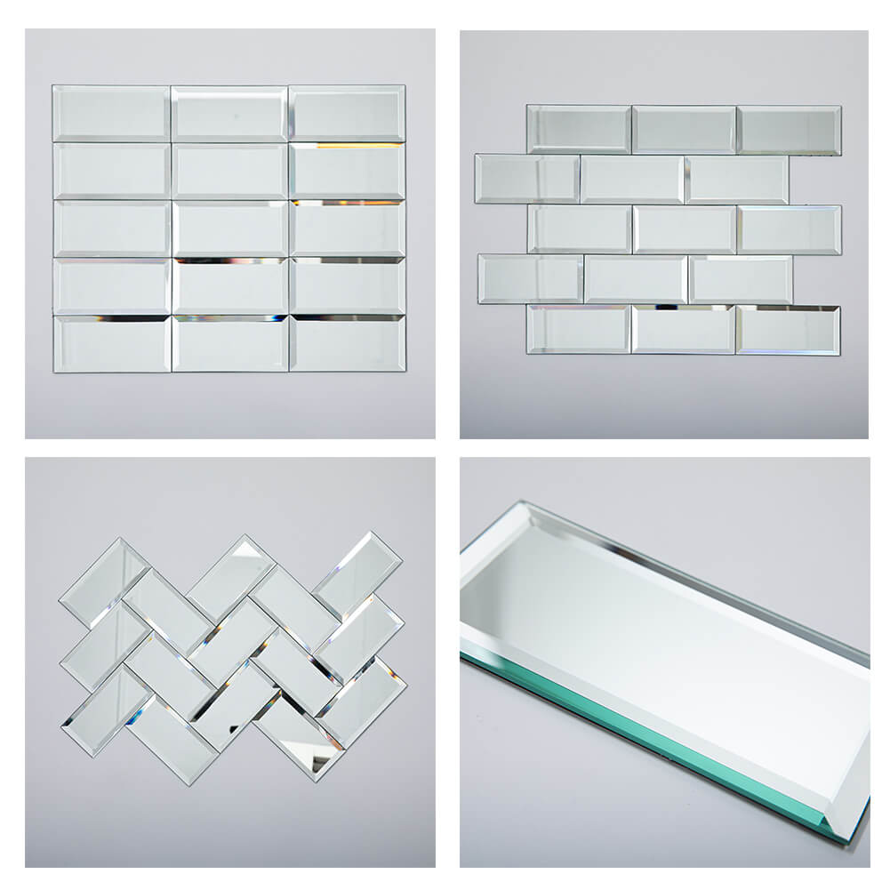 Mirror Glass Subway Tile, Peel and Stick, 3*6 inch, Silver, Beveled Edge, MT1