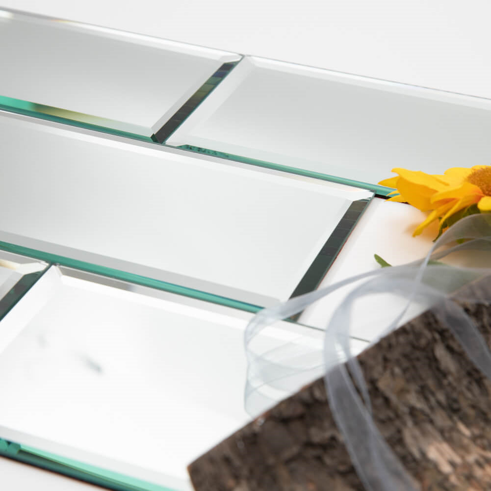 Mirror Glass Subway Tile, Peel and Stick, 4*8 inch, Silver, Beveled Edge, MT2