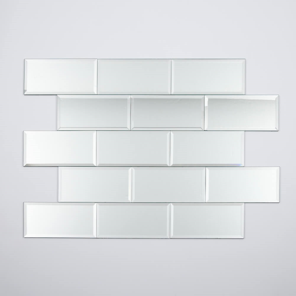 Mirror Glass Subway Tile, Peel and Stick, 4*8 inch, Silver, Beveled Edge, MT2