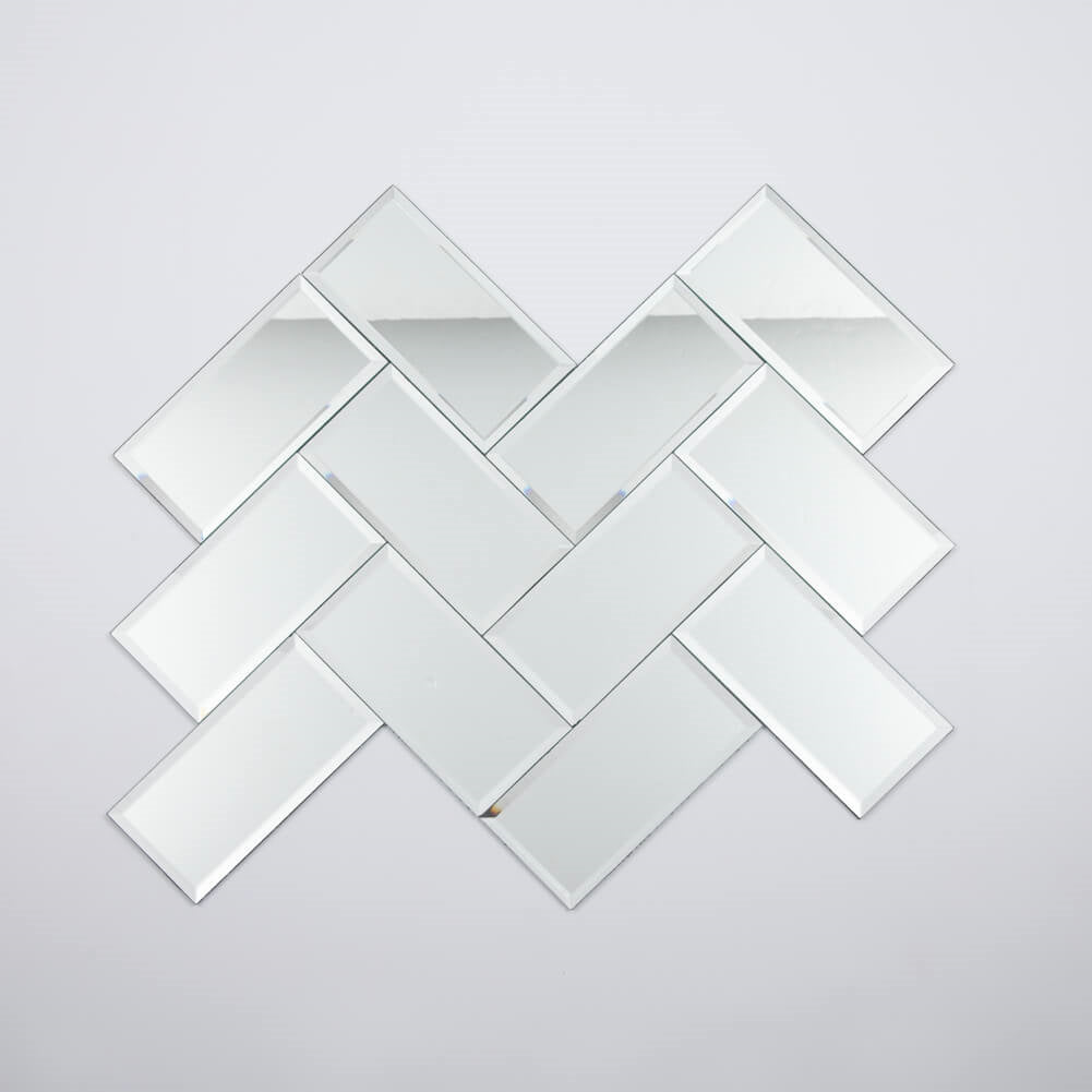 Mirror Glass Subway Tile, Peel and Stick, 4*8 inch, Silver, Beveled Edge, MT2