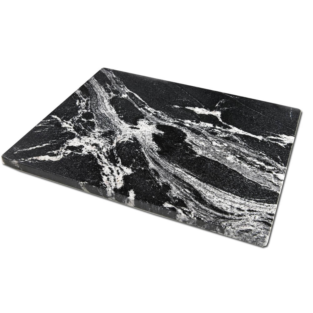 Black Marble Cutting Board with White Vein Slab 16x12x0.5 Inch
