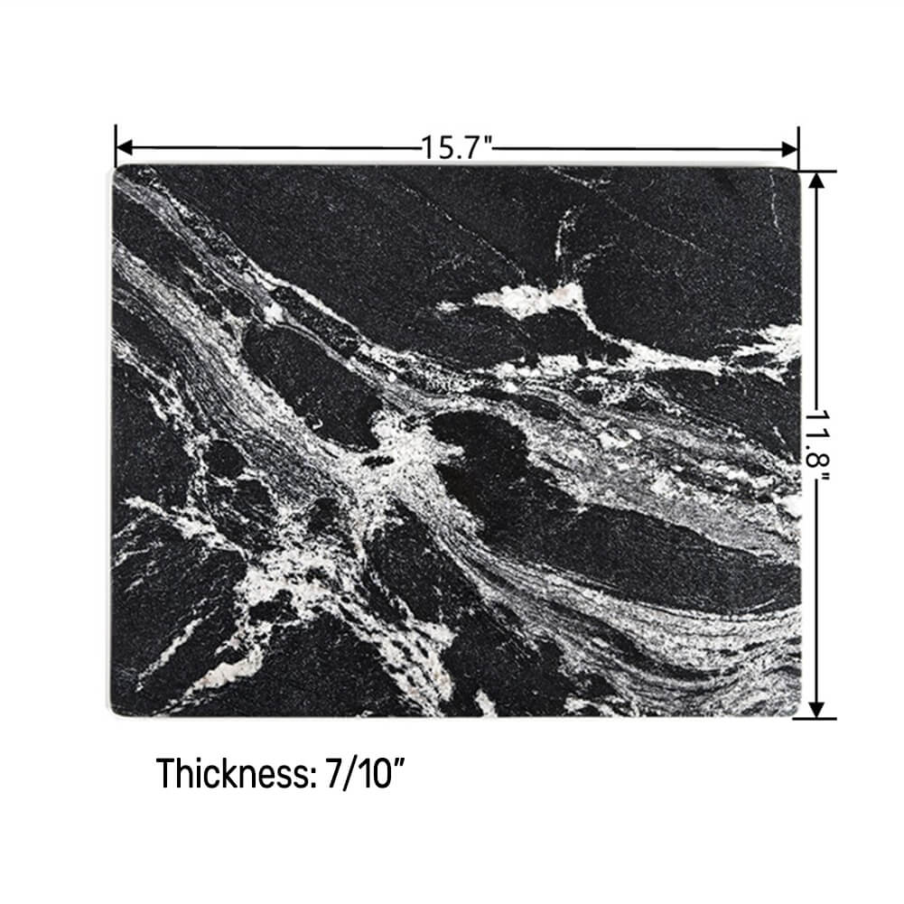Black Marble Cutting Board with White Vein Slab 16x12x0.5 Inch