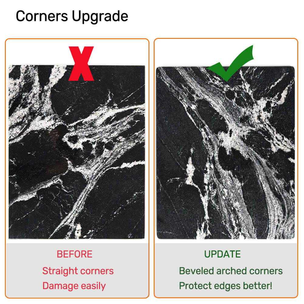 Black Marble Cutting Board with White Vein Slab 16x12x0.5 Inch