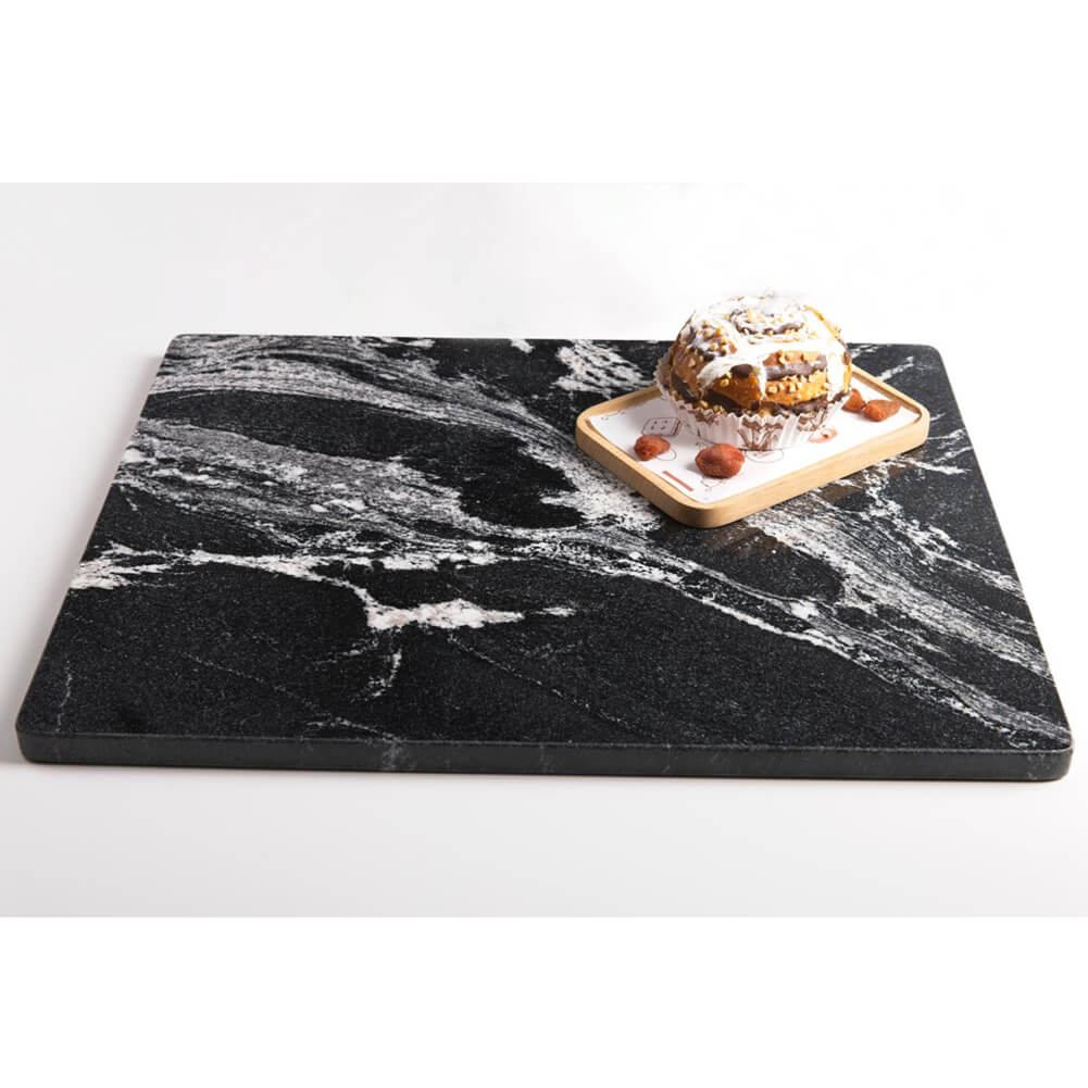 Black Marble Cutting Board with White Vein Slab 16x12x0.5 Inch