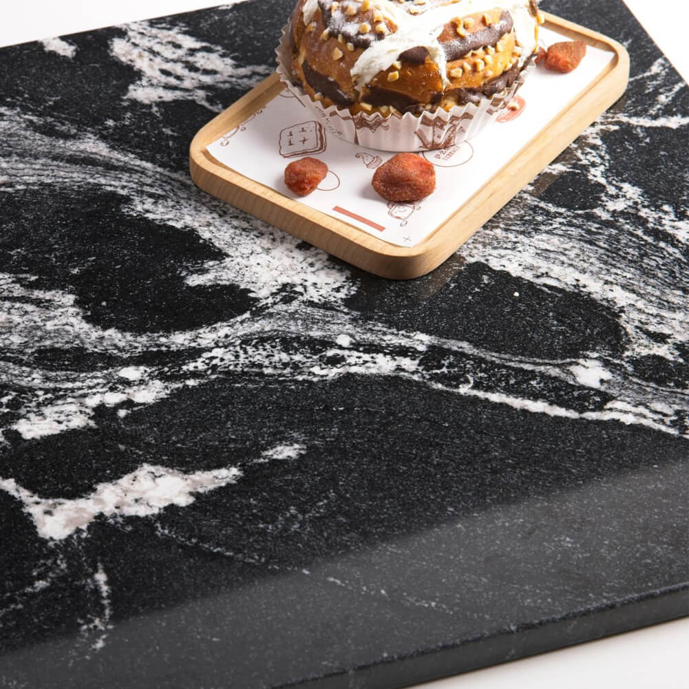Black Marble Cutting Board with White Vein Slab 16x12x0.5 Inch