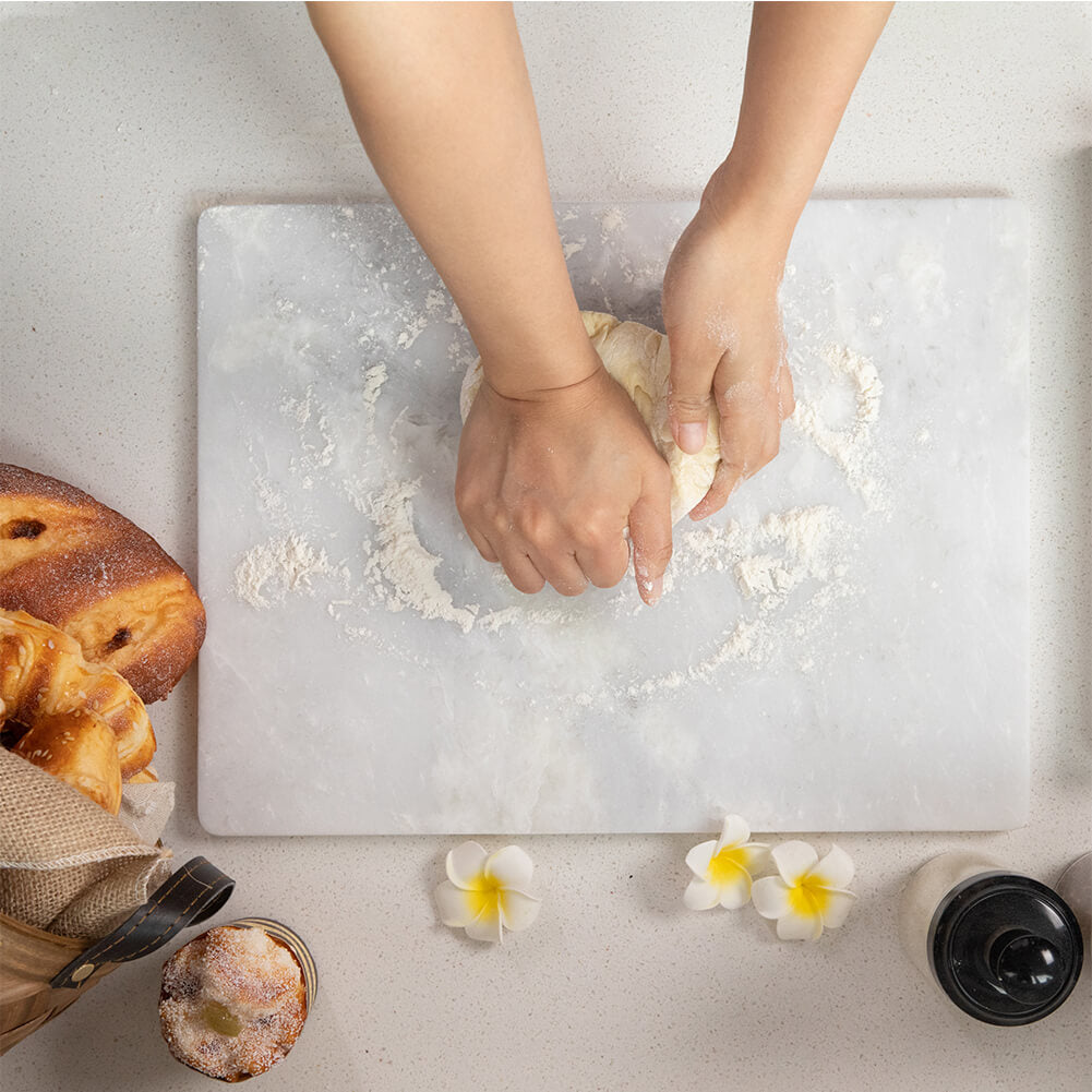 Marble Pastry Board 16x12 inch Cutting Board Marble Serving Tray Creamy White