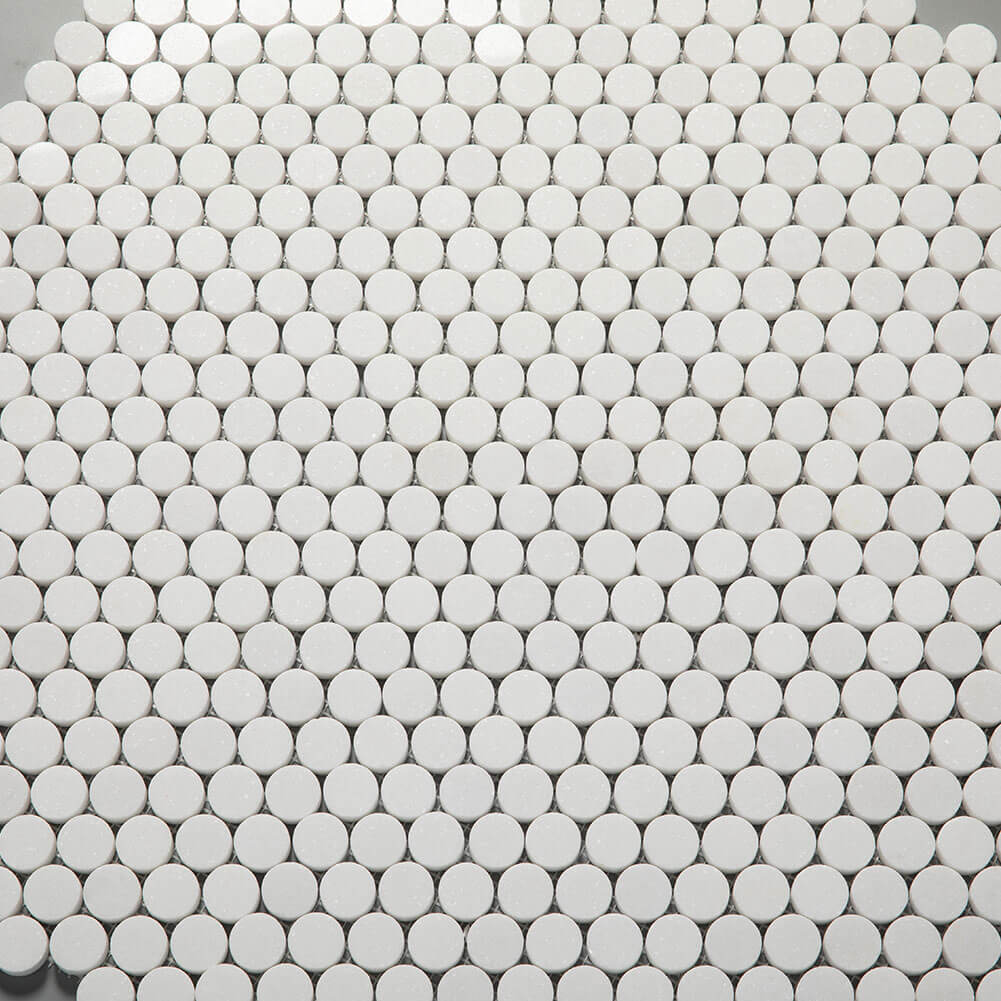 Thassos White Marble Penny Round Mosaic Tile 1 Inch Polished (5-Pack)