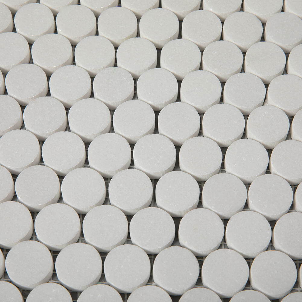 Thassos White Marble Penny Round Mosaic Tile 1 Inch Polished (5-Pack)