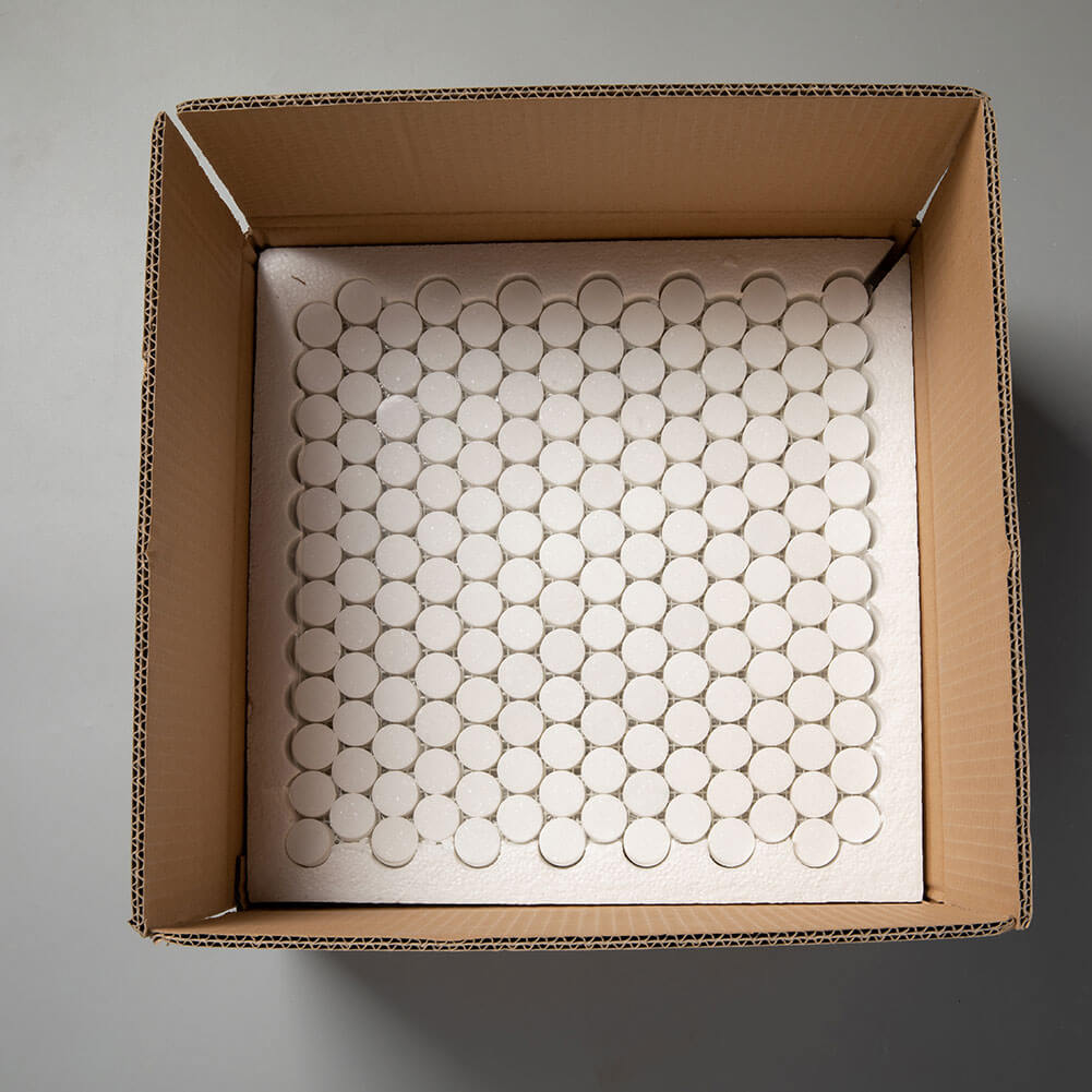 Thassos White Marble Penny Round Mosaic Tile 1 Inch Polished (5-Pack)