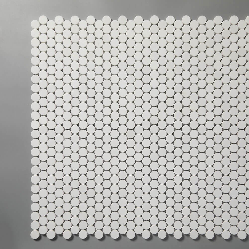 Thassos White Marble Penny Round Mosaic Tile 1 Inch Polished (5-Pack)